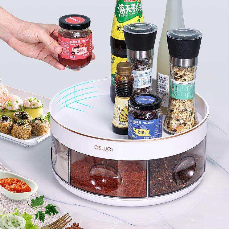 调料盒家用厨房台面调味品收纳盒USB灯