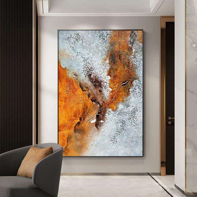 大芬村油画感竖版客厅装饰画大尺寸可落地挂画抽象肌理画挂画