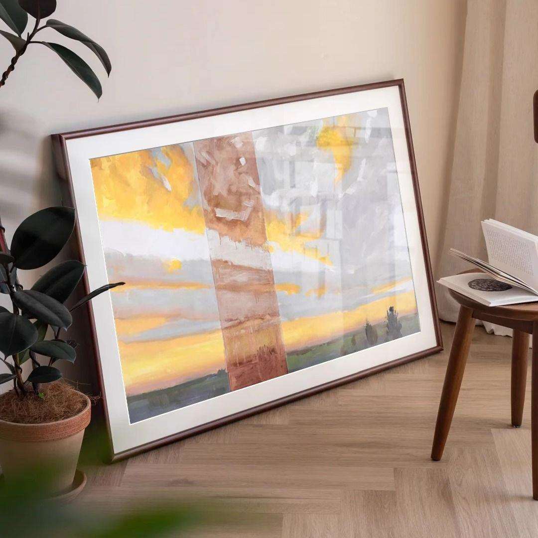 印象派风景肌理画客厅手绘油画中古风实木装饰画玄关复古艺术画