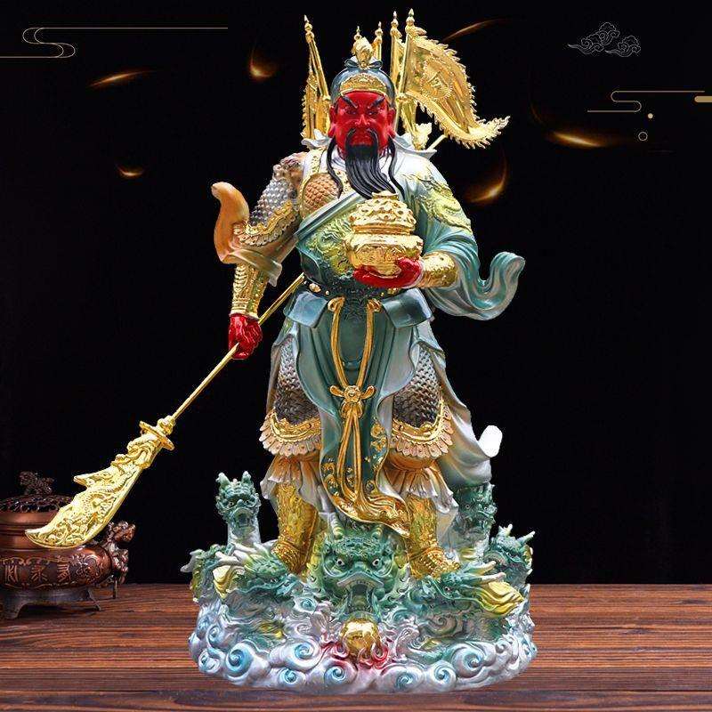 新款银彩武财神九龙关公神像家用店铺酒店招财供奉摆件关羽关二爷