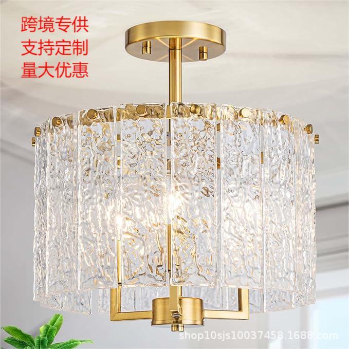 中山厂家现代波纹玻璃灯亚马逊厨房吧台餐厅灯阳台卧室房间吸顶灯