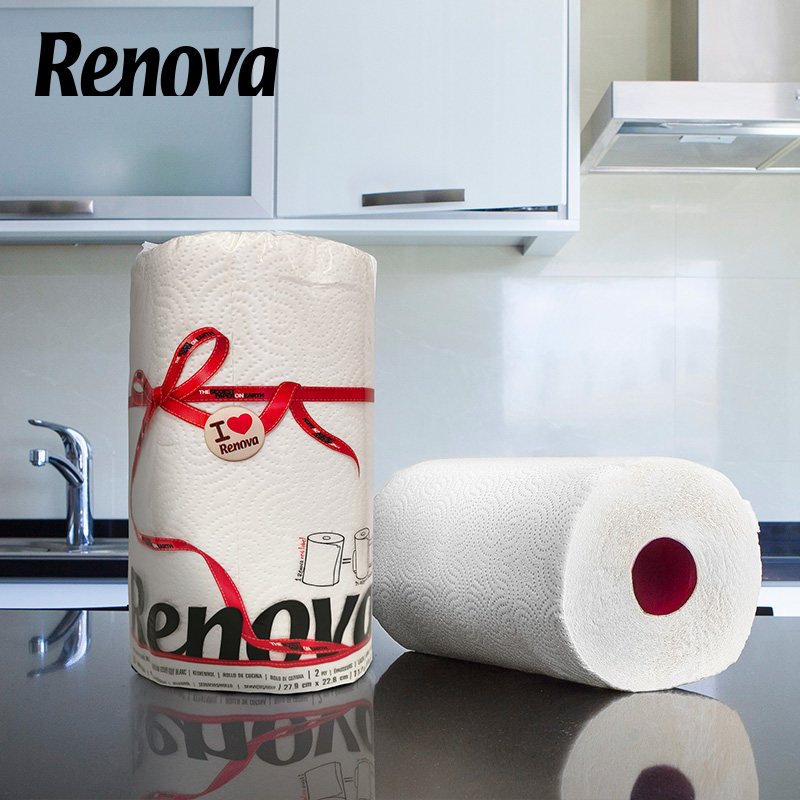Renova白色厨房纸吸水吸油快速