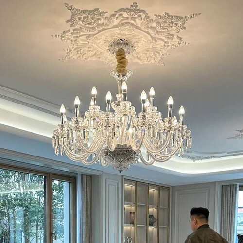 法式轻奢水晶吊灯欧式中古风客厅主灯高档别墅餐厅灯奶油风卧室灯