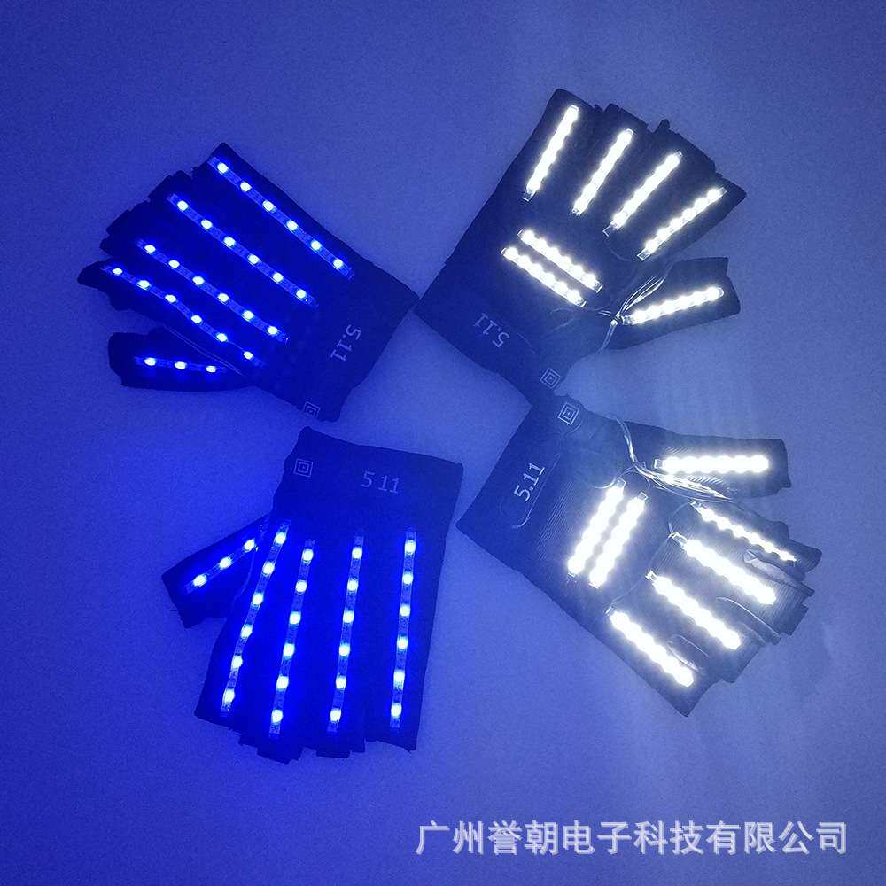 LED发光手套爆闪酒吧夜场表演发光道具 led半指七彩遥控发光手套