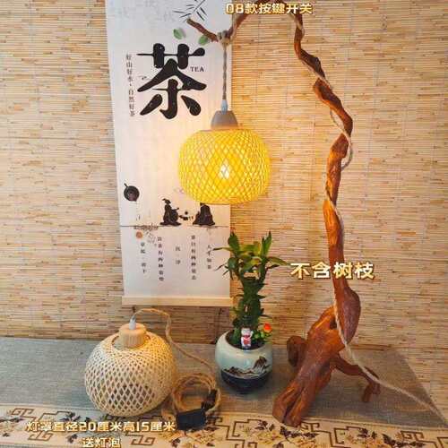 竹编新中式小夜灯复古台灯床头卧室书房茶台灯民宿装饰古风氛围灯