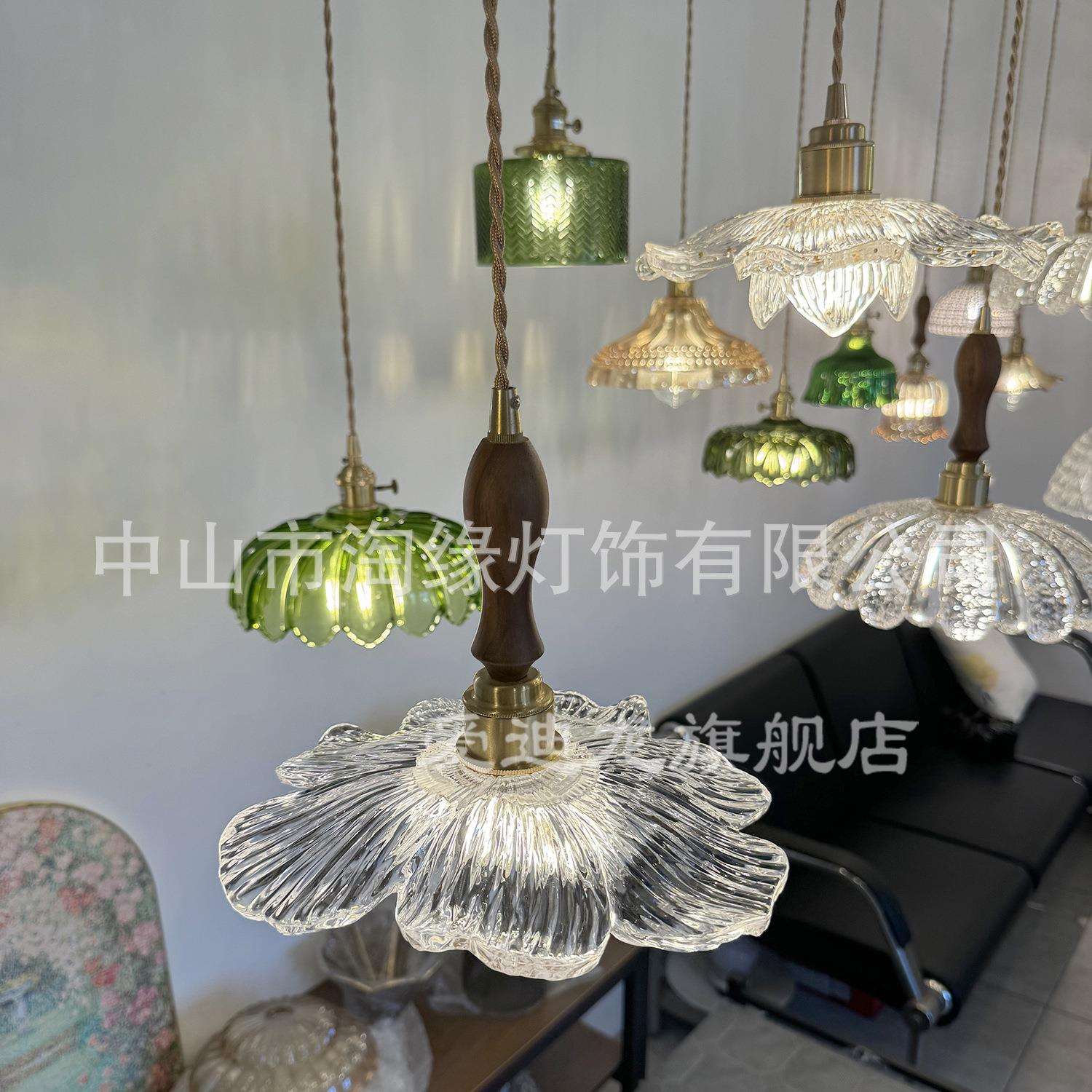 中古风轻奢亚克力莲韵吊灯氛围感饭厅复古创意造型柚子花餐厅吊灯