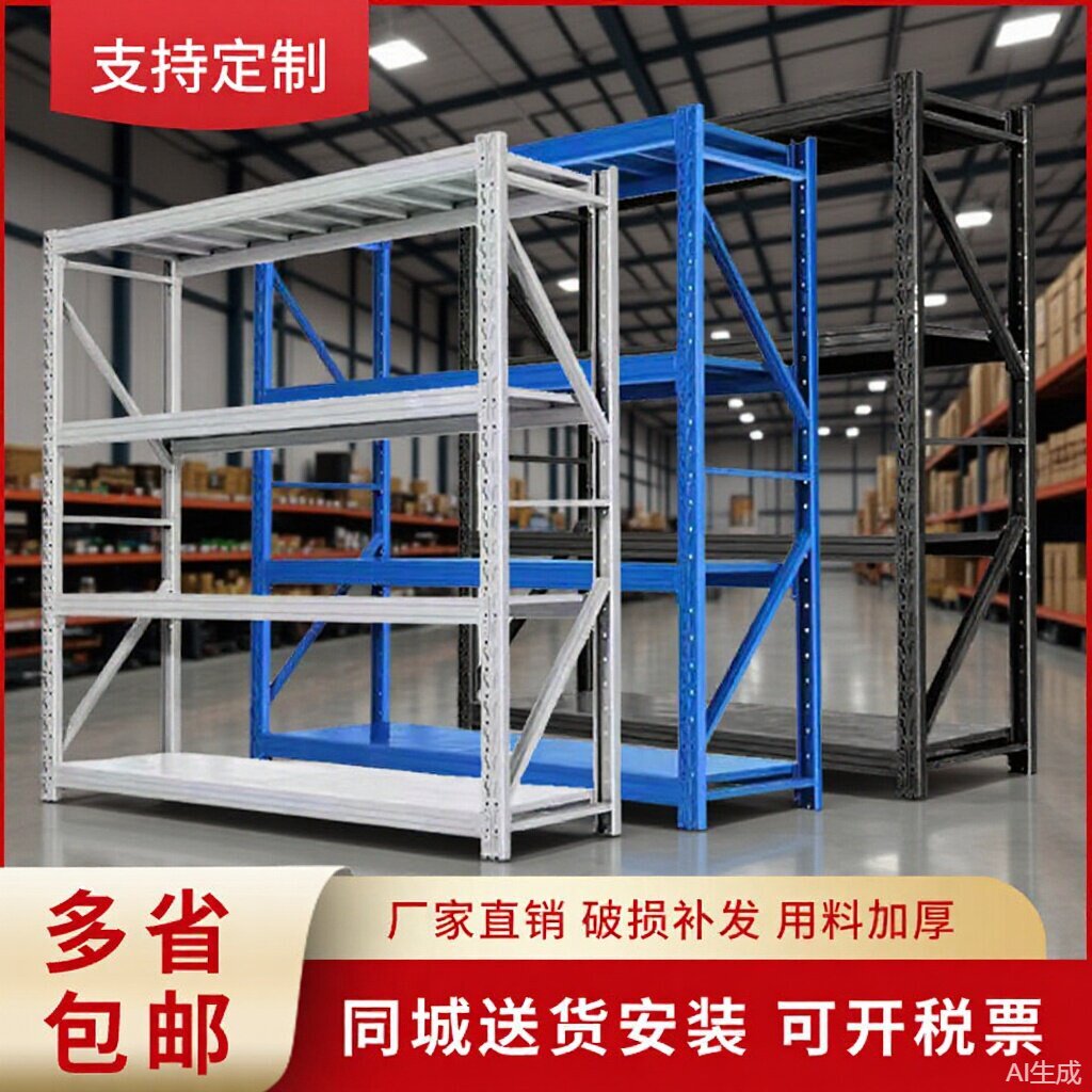 仓库置物铁架仓储重型加厚快递架储藏室多层隔板货架钢制镀锌托盘