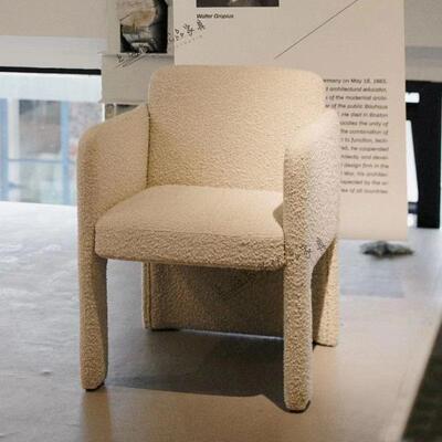 北现代羊羔绒欧单人发椅复法式中沙古风奶油80154色美容院古网红