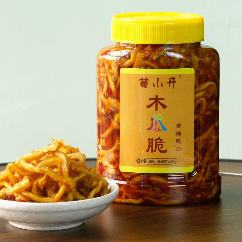 苗小开木瓜脆50丝0g香辣木瓜丝酱小下饭咸菜广西EXC菜特产木瓜吃