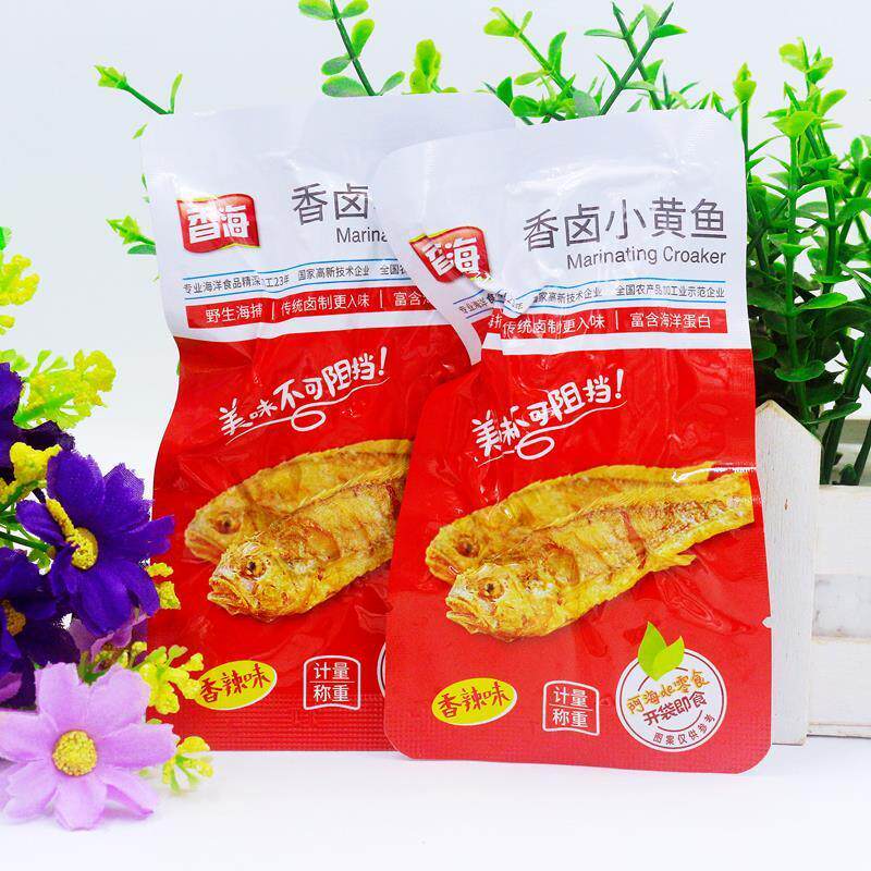 香海食品香XIJ卤小黄鱼50g温州特香产辣味小吃小黄鱼海干零0食即
