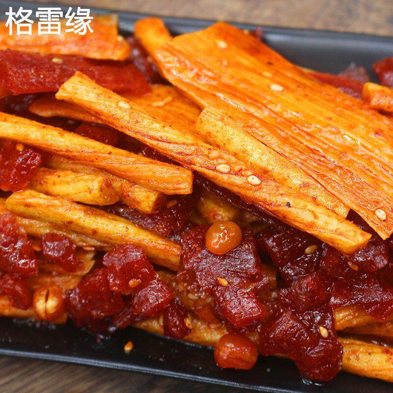 鸿旺 辣三鲜辣条零口食 方素牛筋RMA 素板筋辣一 辣平豆角干面筋