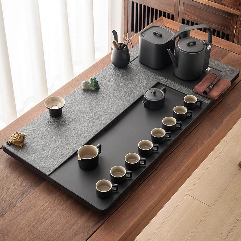 乌金石茶盘茶具套组全自动一体上水家用天然石头茶台烧水壶托盘海