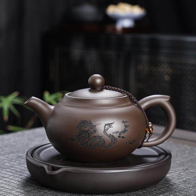 紫砂茶壶大容量西施壶2025新款描金紫砂壶茶杯一壶二杯礼盒装定制