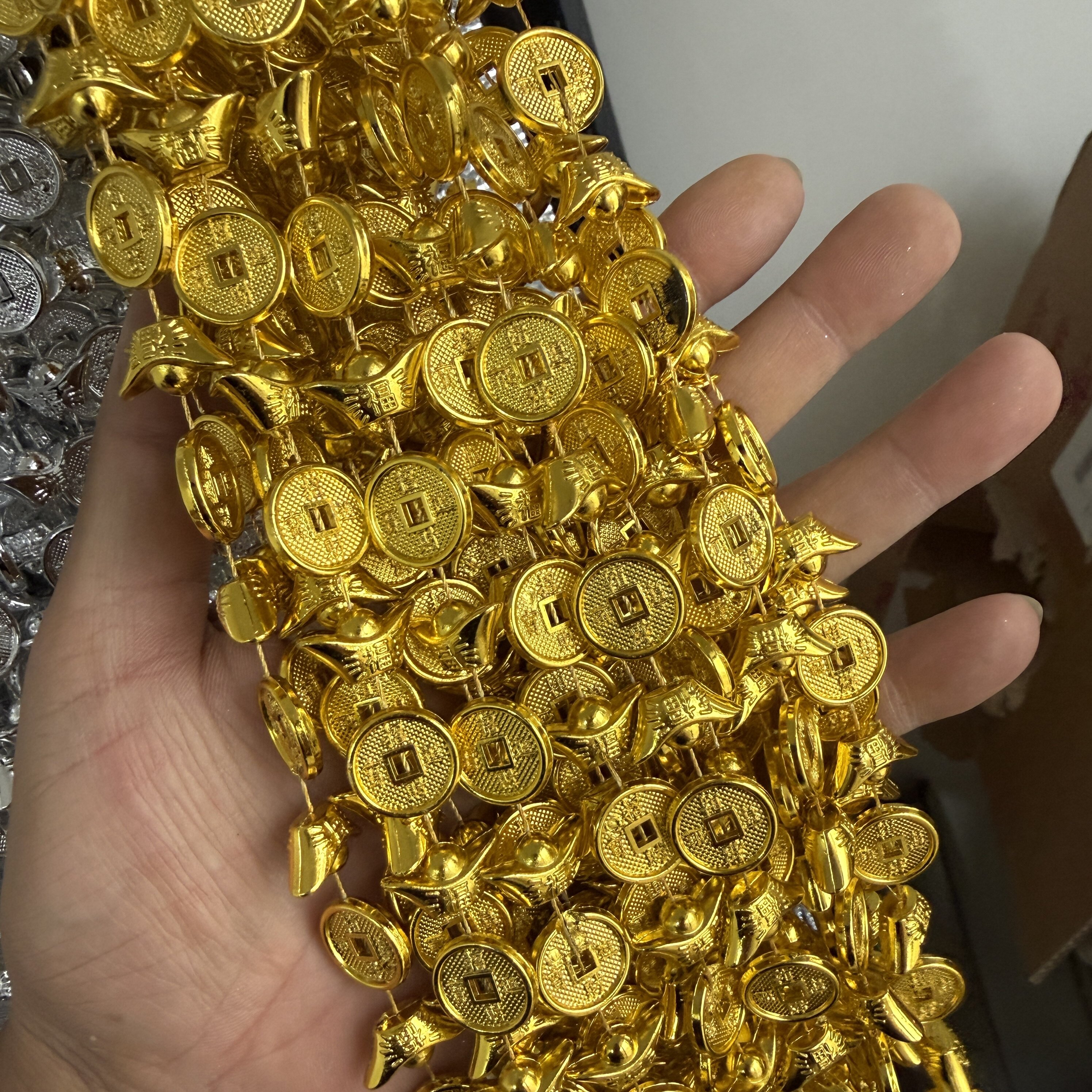 金色铜钱串子手工diy材料包铜钱串子挂件铜钱串子挂件铜钱串子