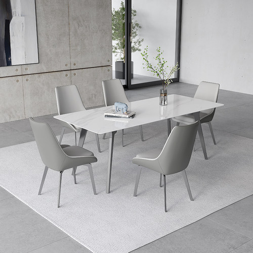 奥古斯特意式简亮光岩板餐桌小户型现代长方形吃饭桌子