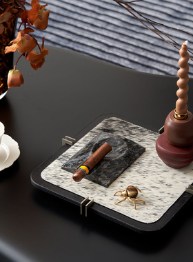 家具展厅客厅插瓶 水晶烛台大理石烟灰缸茶几装饰