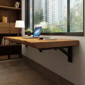 书桌定制挂墙壁电脑桌实木边阳台长条吧台桌悬空悬浮式 桌子