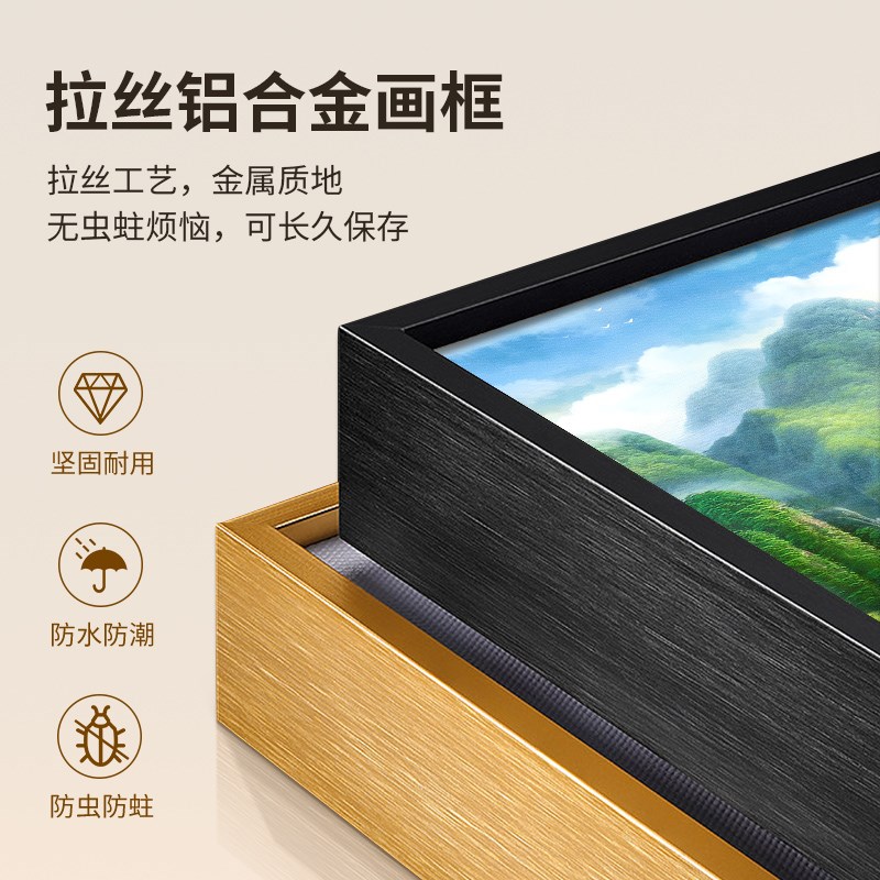 玄关装饰画八方聚财山水画聚宝盆竖风景挂画正对门走廊过道壁画