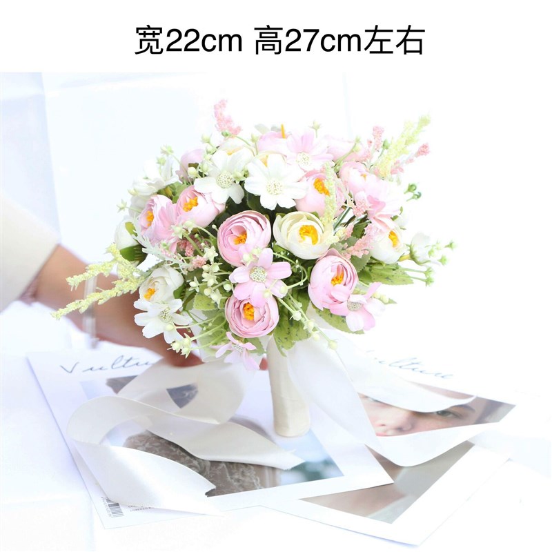 新娘仿真手捧婚礼红白玫瑰旅拍森系小新雏菊婚纱摄影拍摄道具