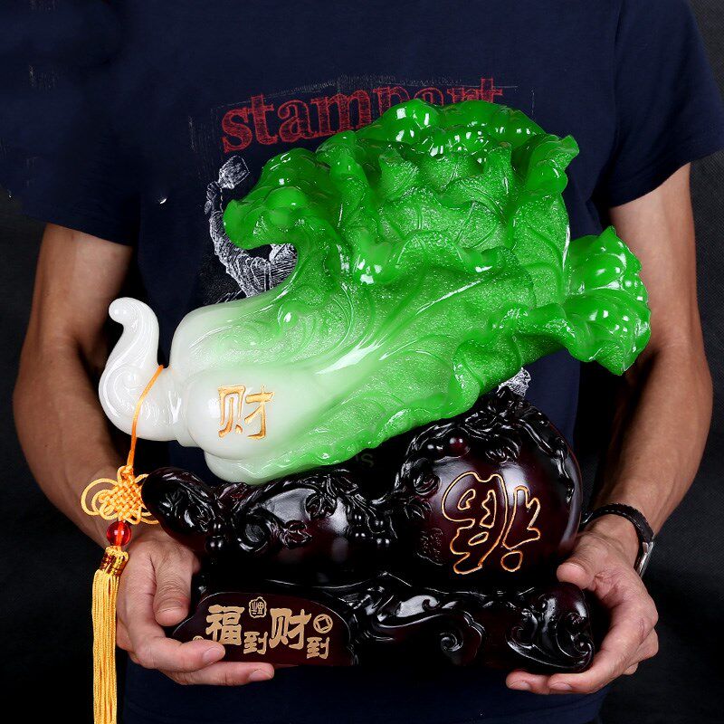 仿真翡翠白菜百财如意招财摆设办公室玄店铺业礼品