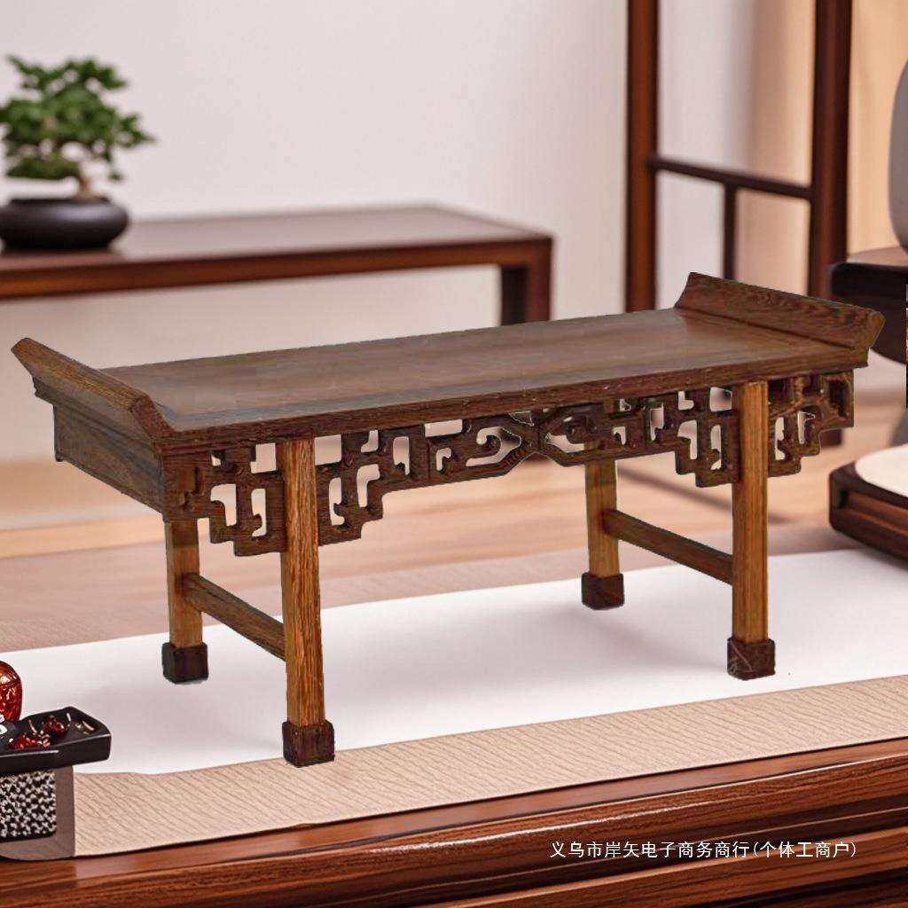 底座实木质鸡翅木玉器奇石木座工艺品摆件木托长方形条案供桌琴桌
