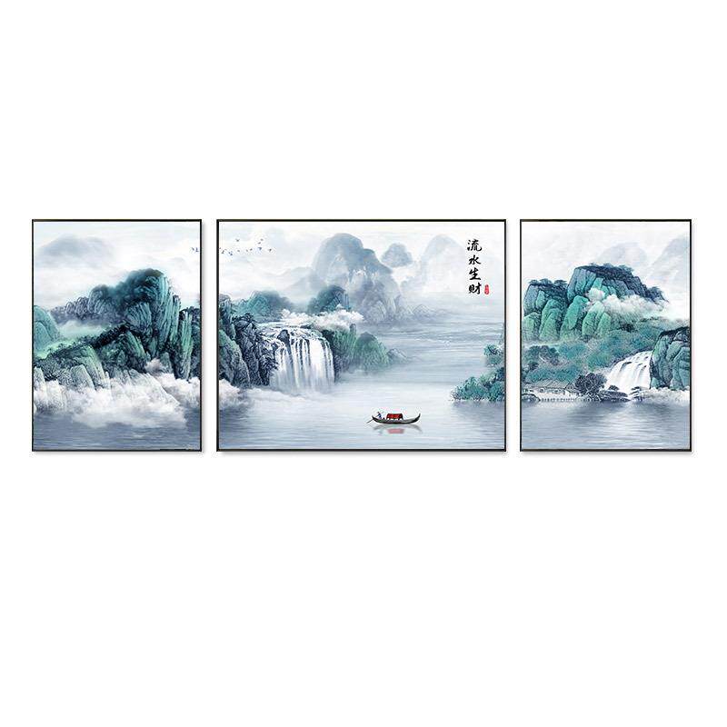 OQ5M山水风景三联画2022新款十字绣线绣客厅手工自己刺绣书房