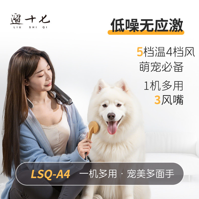 遛十七宠物吹风机狗狗猫咪吹风拉毛一体机专用挂脖吹干神器静音