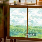 复古磨砂玻璃纸梵油画防走光透光厕所膜防偷窥