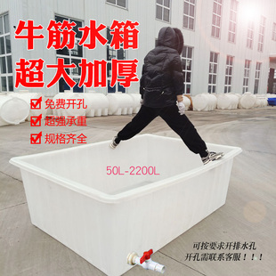 长方形塑料鱼箱水产养殖箱牛筋加厚水箱方桶大号养鱼箱带排水