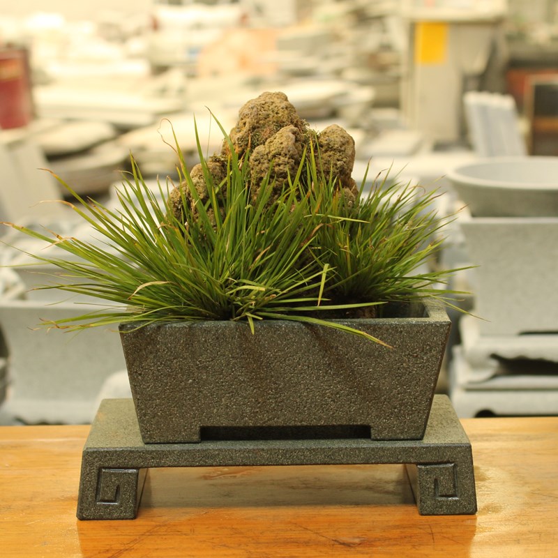 花盆底座石头台座天然石桌面盆景假山底托青石垫长方形案台小花架