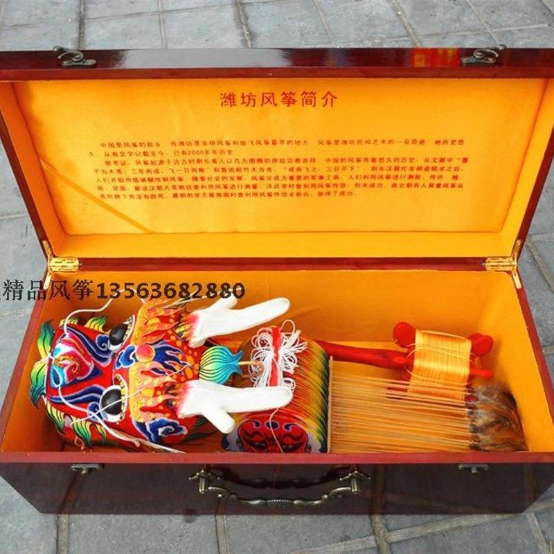 潍坊风筝龙头蜈蚣风筝传统风筝礼盒观赏装饰商务礼品公分