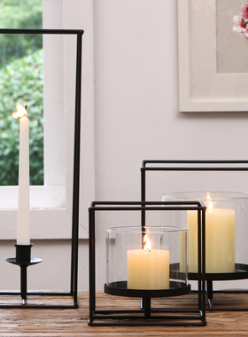 IQI铁艺烛台几何玻璃装饰饰品家居饰品创意立体欧式风格