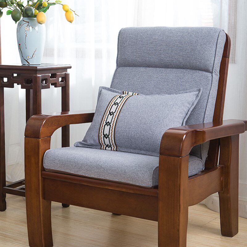 虎啸新款麻布木沙发坐垫带靠背实木沙发垫子春秋椅垫加厚防滑拆