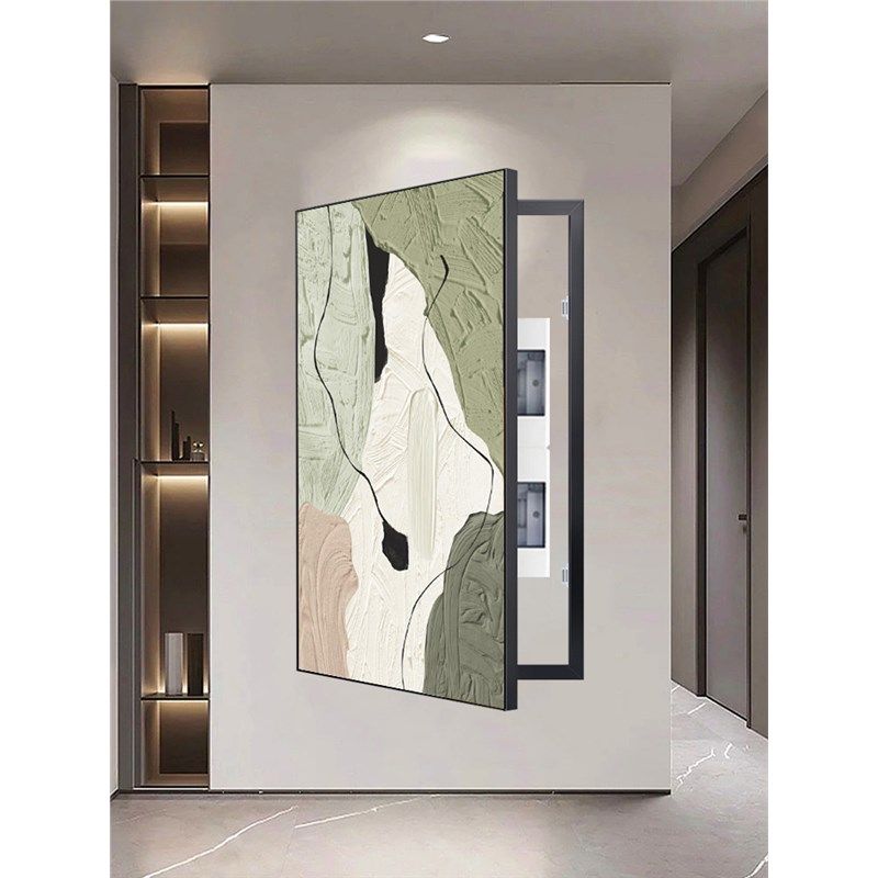 遮挡大配电箱装饰画抽象橙色竖款高级感覆盖电闸盒电表箱墙壁挂画