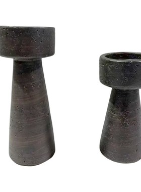 原木风摆件黑色复古烛台民宿度假村酒店软装搭配设计格调装饰花瓶