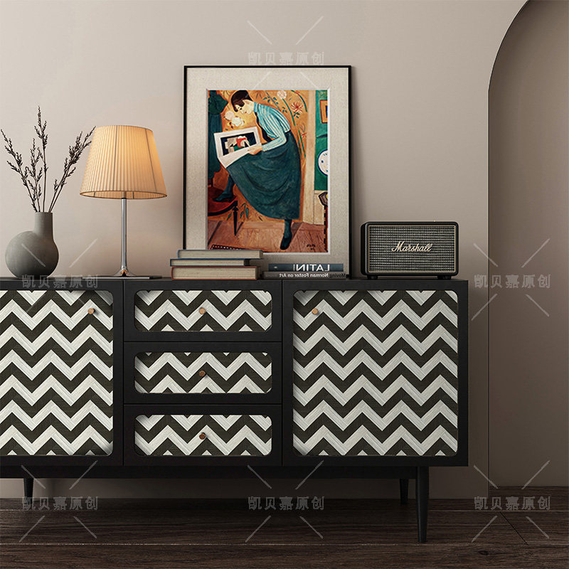 凯贝嘉复古曲线黑白纹旧家具翻新柜子改造纸卧室装饰自粘,家居饰品,软装墙贴,淘宝优惠券,粉丝福利购,淘宝优惠卷
