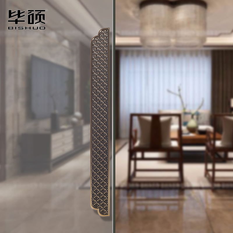 大拉手中式玻璃门拉手仿古大门把手祥云酒店会所大把手现代门把手