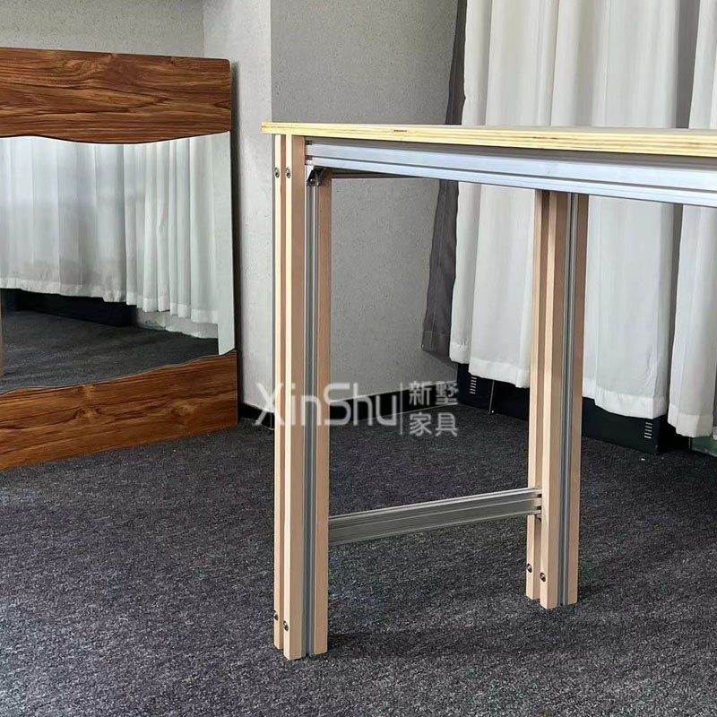 公司员工电脑桌办公桌现代铝型材桦木书桌长条桌餐桌家用餐桌