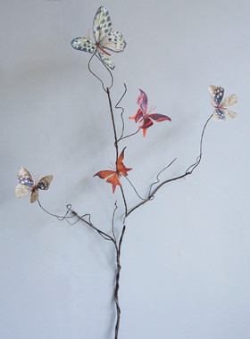 假装饰仿真枯枝蝴蝶干枝插摆创意橱窗摆设家居艺枯叶蝶艺术
