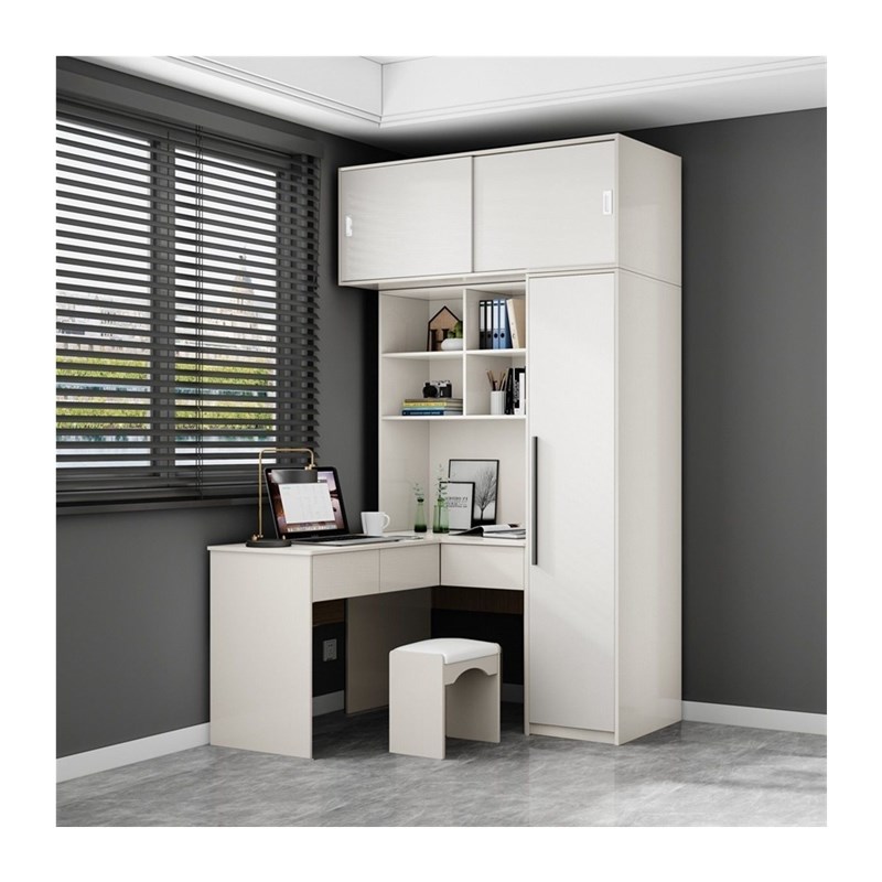 小户型转角衣柜带书桌一体家用卧室儿童房连体写字加梳妆台柜