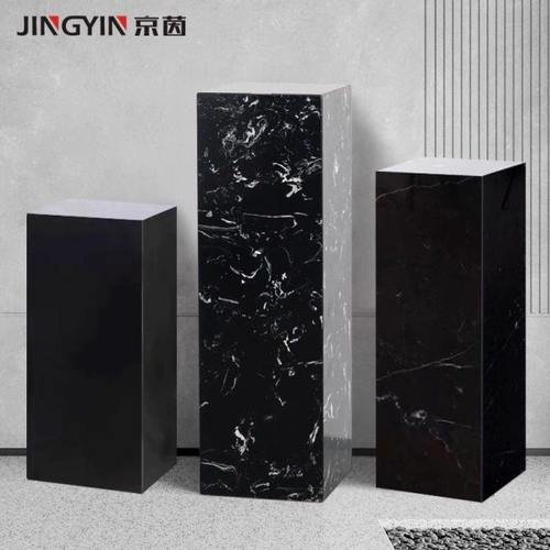 意式极简大理石底座方形石墩玄关雕塑展台客厅装饰花架沙发边几