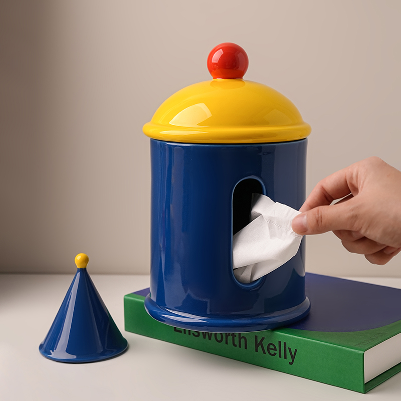 创意网红多巴胺纸巾o盒陶瓷客厅茶几抽纸盒装饰摆件家居高级感家