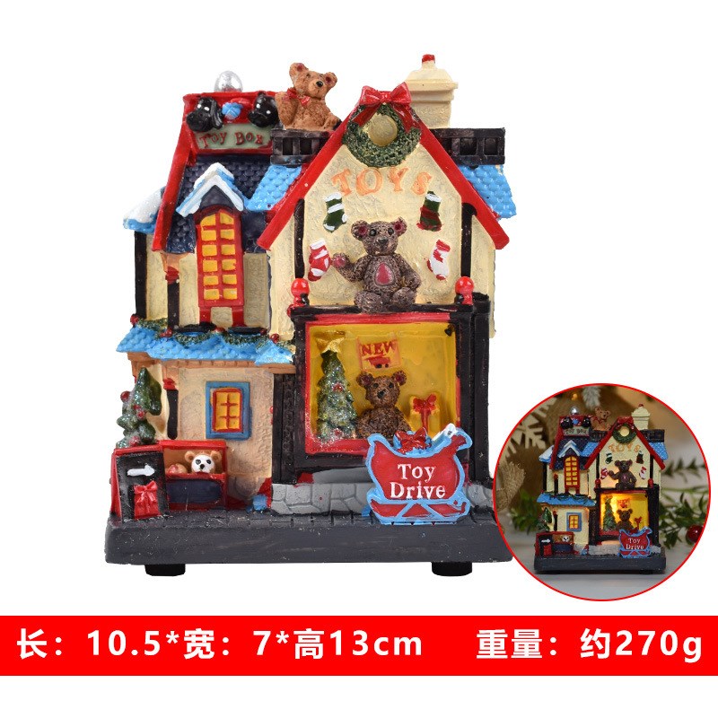 复古欧式微景观树脂n发光音乐小房子家居装饰桌面摆设圣诞装扮摆