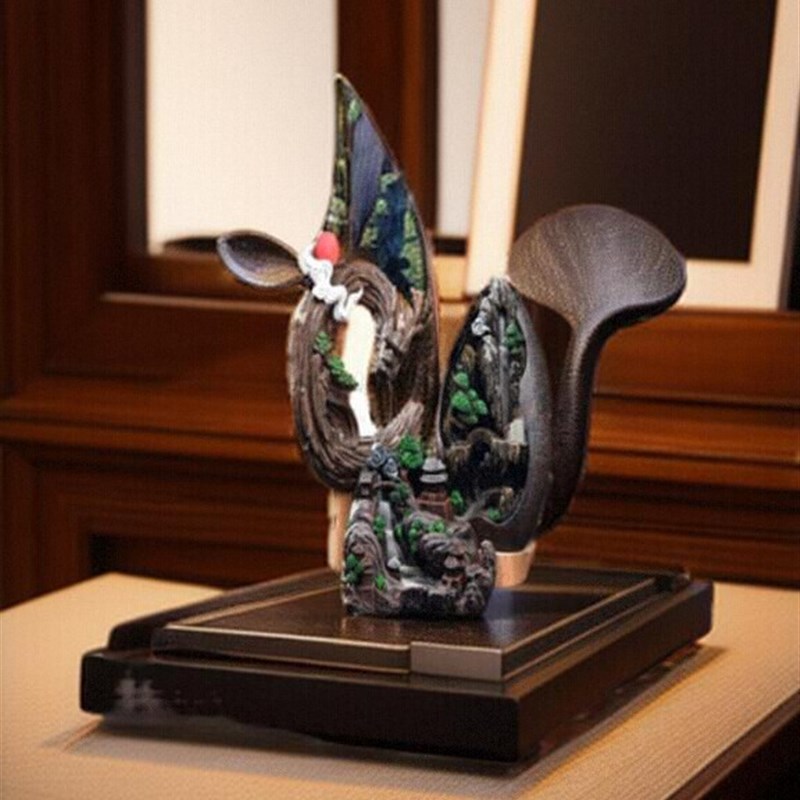 新款树脂假f山祥龙倒流香炉茶香茶道摆件观赏倒流香薰中式