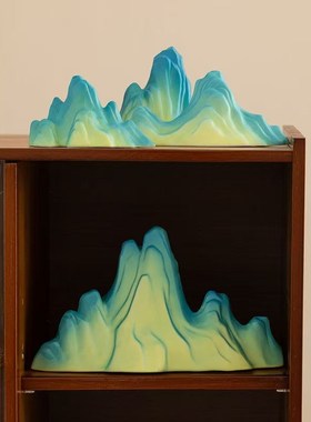 只此青绿假山千里江山装饰摆件鱼缸造景陶瓷假山拍X摄道具微景观