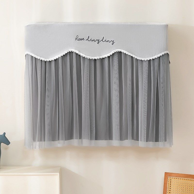 绣花挂机空调月子挡风防尘罩纯色田园风卧室欧式挂式空调罩