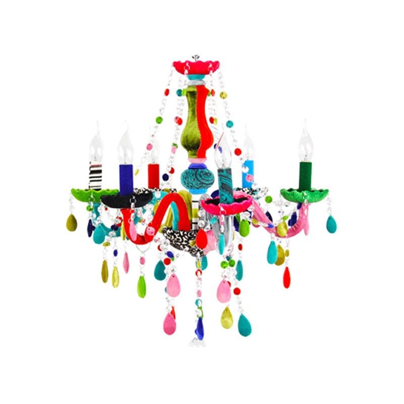 欧法式现代彩色混搭创意设计师吊灯客餐厅卧室儿童房布艺水晶吊灯