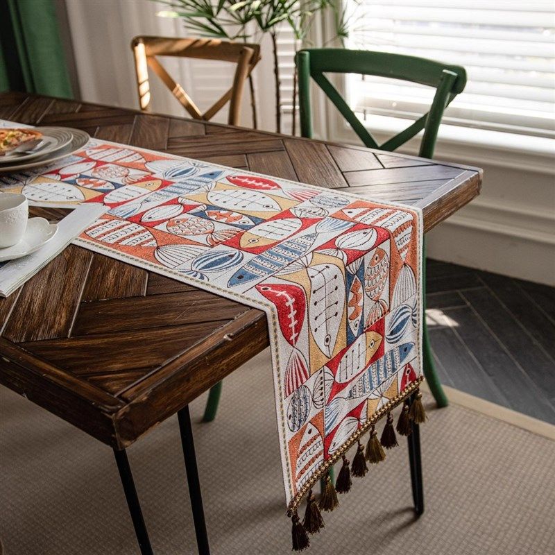 小鱼卡通布艺长条桌旗长方形家用餐桌布加厚茶几电视柜盖巾装饰条,居家布艺,桌布,淘宝优惠券,粉丝福利购,淘宝优惠卷