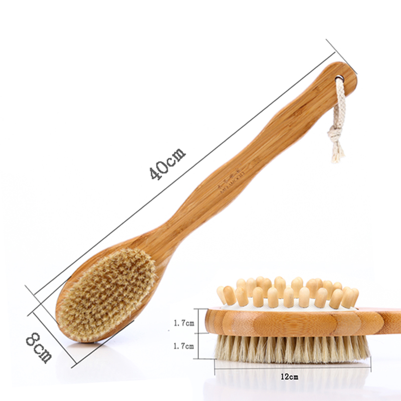楠竹制猪鬃毛长柄沐浴刷 按摩洗澡刷搓泥搓澡刷 洗浴搓背敲背浴刷