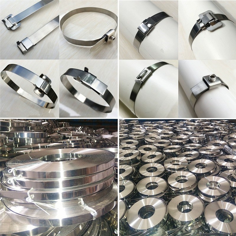 锈钢扎带盘带电线杆抱箍标志牌打包带金属扎带卡扣船用电箱